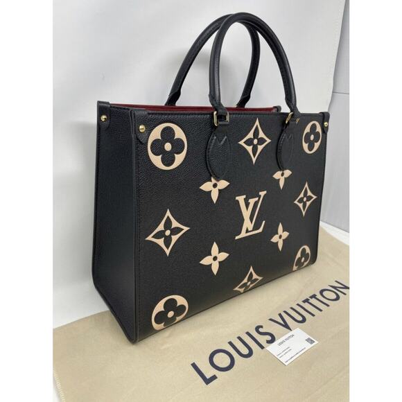 Louis Vuitton M45495 OnTheGo Tote MM Black/Beige NEW WITH TAGS! - Picture 6 of 13